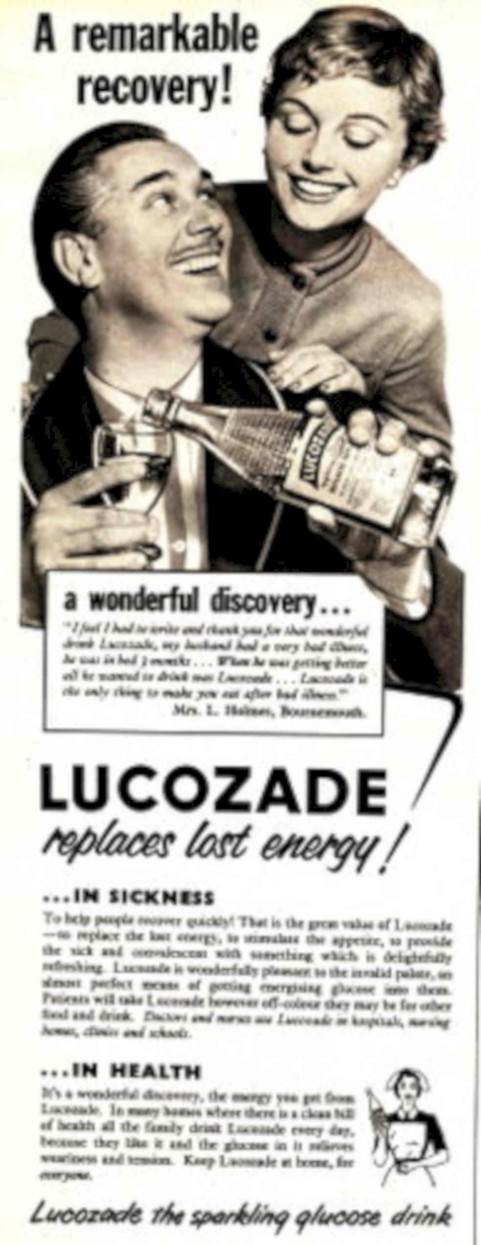 Lucozade Recovery Drink 1950s Vintage Retro Advert Poster