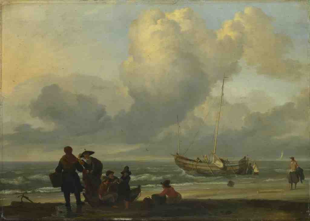 Ludolf Bakhuizen A Beach Scene with Fishermen A4 Photo Print