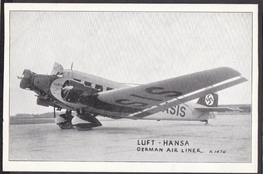 Luft Hansa German Air Liner K1476 Swastika On Tail Vintage A4 Photo Print