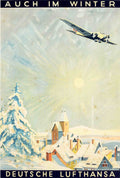 Lufthansa Winter Plane Vintage Retro Advert Poster A4 Photo Print