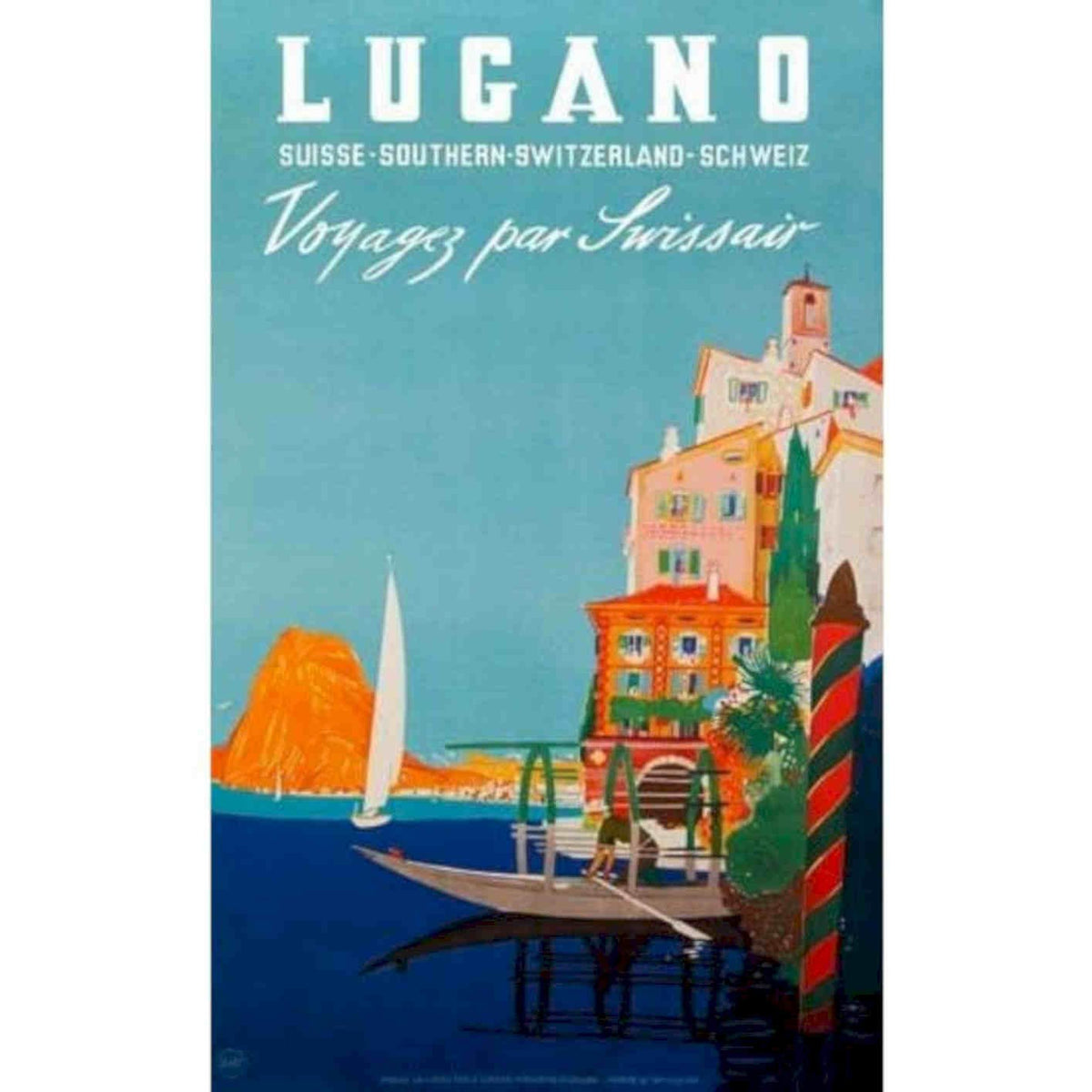 Lugano Switzerland Tourism 3 Art Vintage Retro Advert Poster A4 Photo Print
