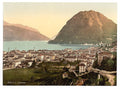 Lugano general view Tessin Vintage A4 Photo Print