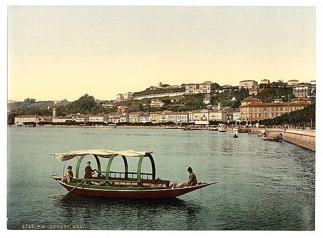 Lugano the quay I Tessin Vintage A4 Photo Print
