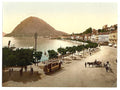Lugano the quay and San Salvatore II Tessin Vintage A4 Photo Print