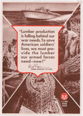 Lumber Production Wood American World War II Advert Poster