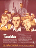 Lumbermens Teenicide Dates 1950s Vintage Retro Advert Poster