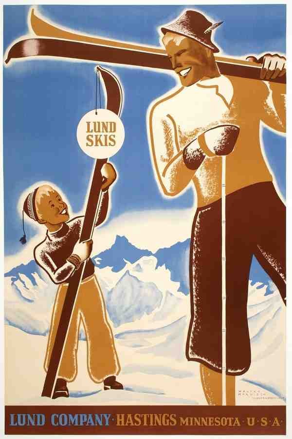 Lund Skis Winter Snow Minnesota Harnish 1955 American A4 12X8 Aluminium A4 Photo Print