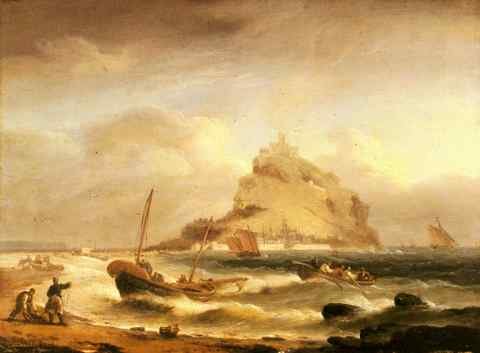 Luny Thomas Fishermen Rowing In Before St Michaels Mount A4 Photo Print