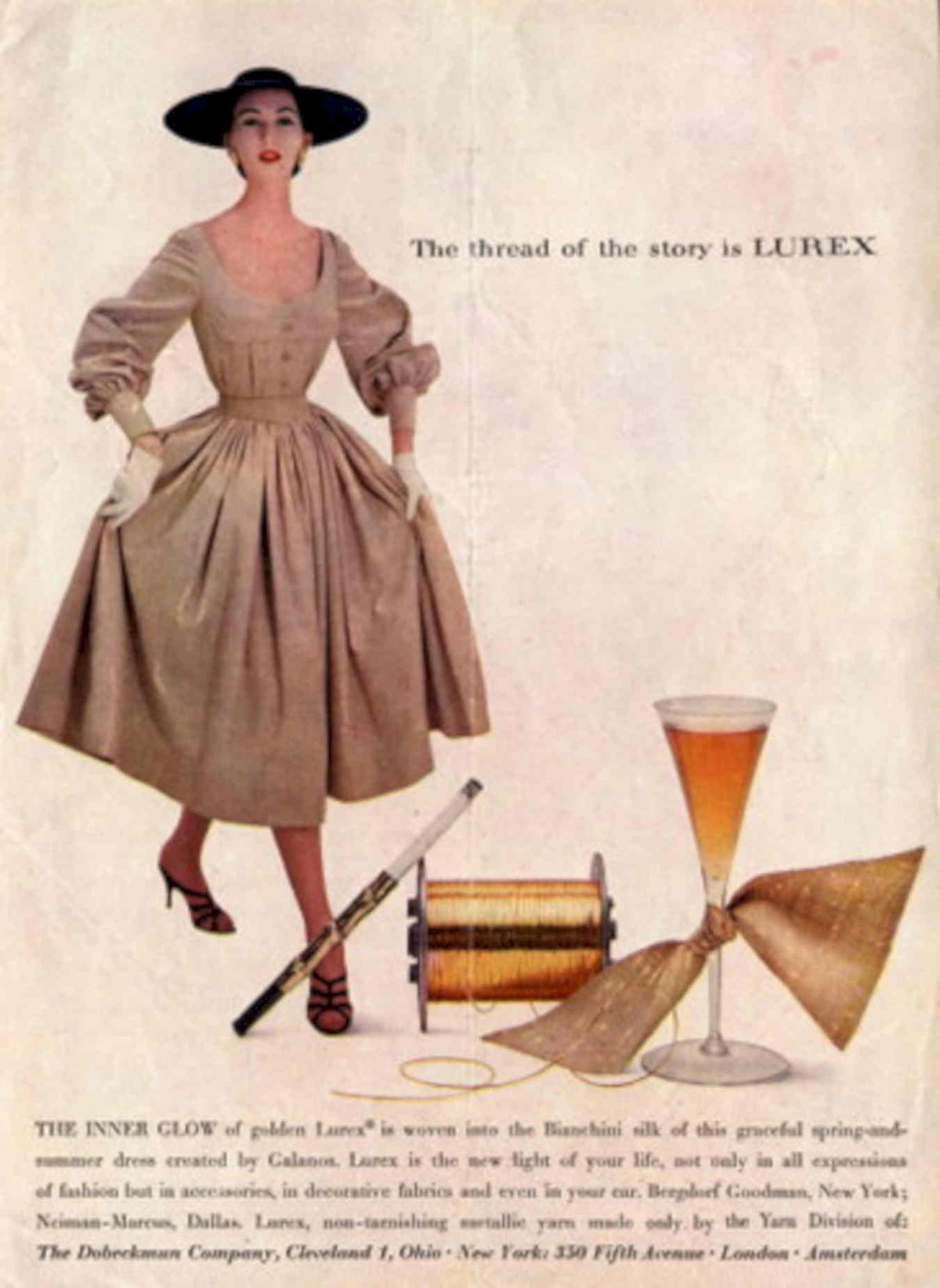Lurex Dress Yarn 1950s Vintage Retro Advert Poster