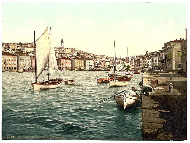 Lussin Piccolo from the west Istria Vintage A4 Photo Print