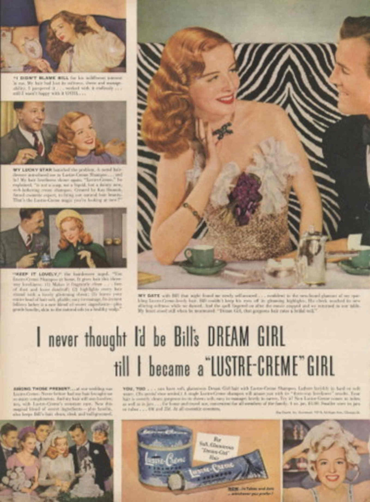 Lustre Creme Zebra 1950s Vintage Retro Advert Poster
