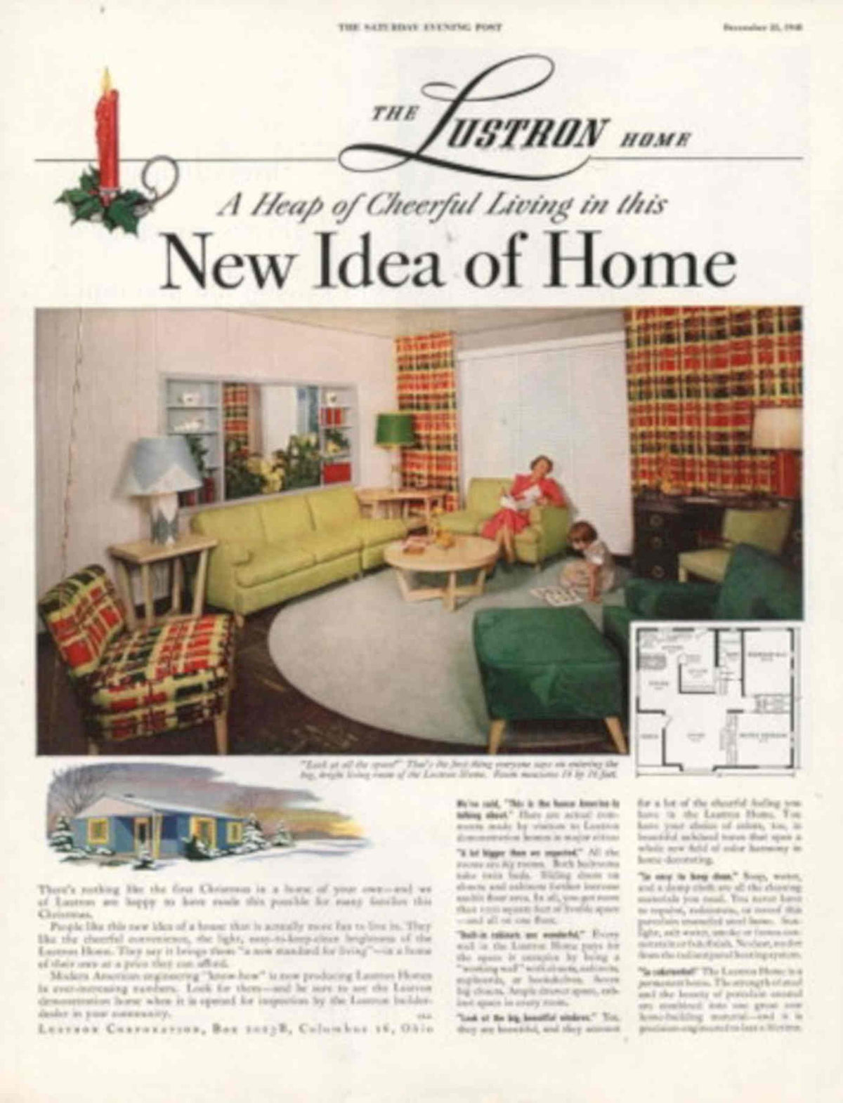 Lustron Home Living 1940s Vintage Retro Advert Poster