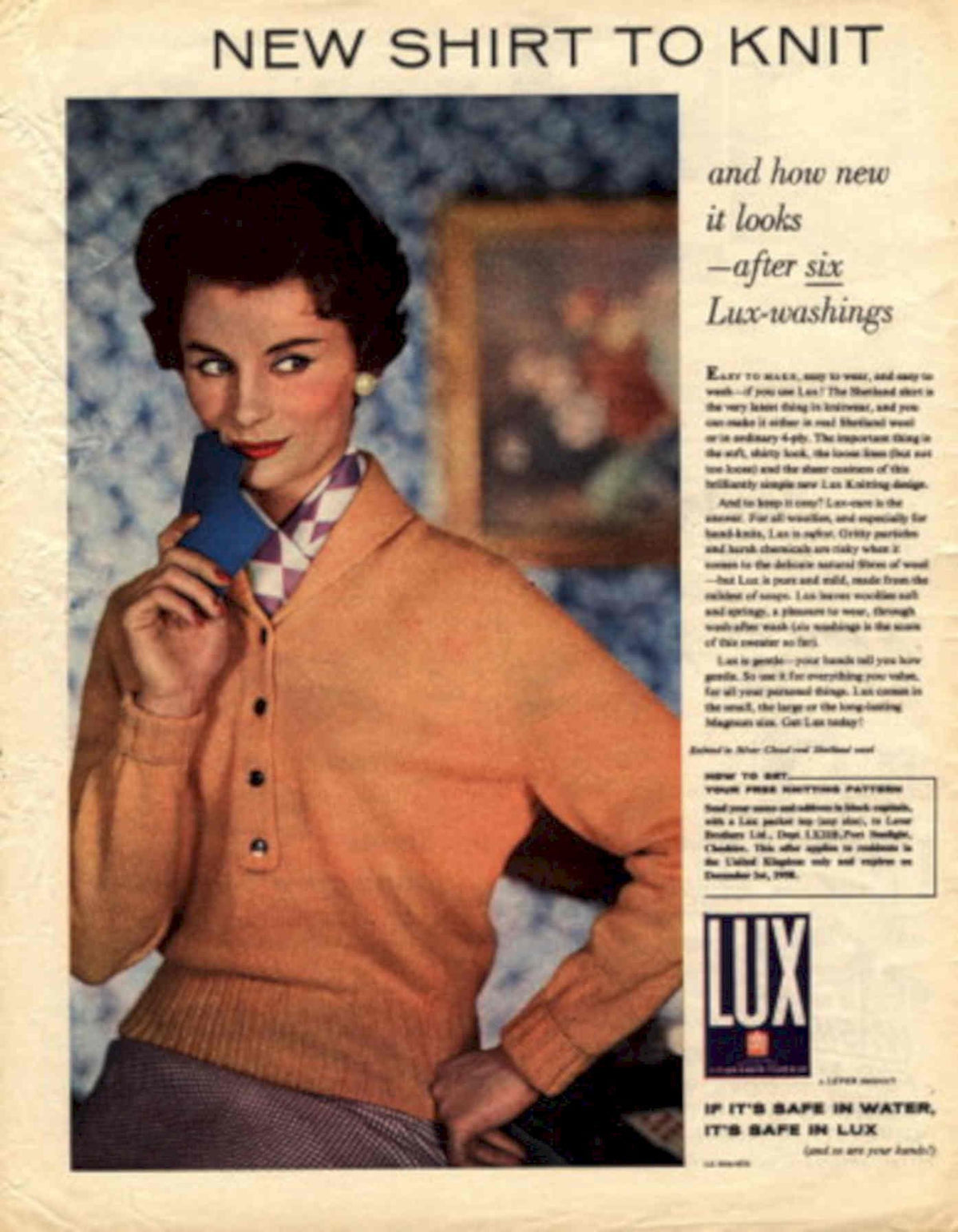 Lux Cardigan Fabric 1950s Vintage Retro Advert Poster