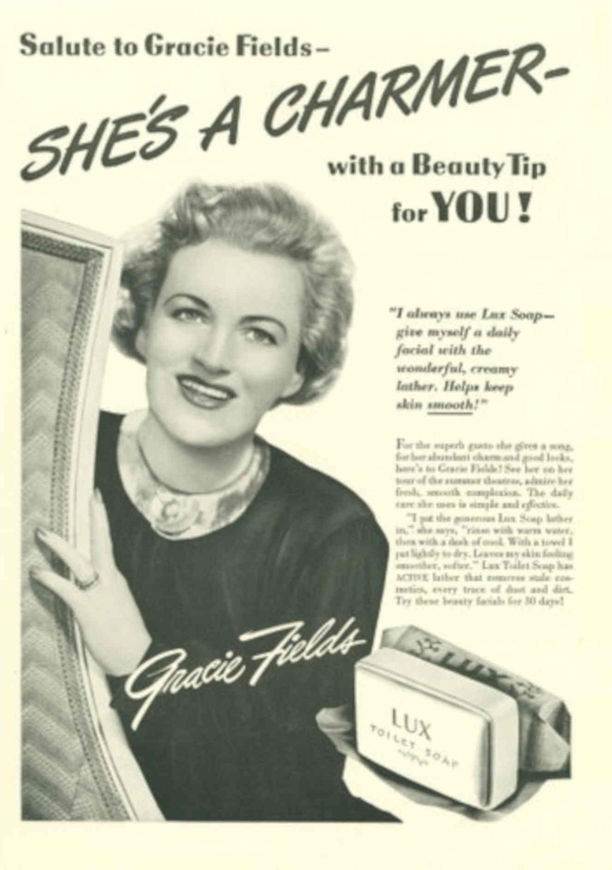 Lux Gracie Fields 1930s Vintage Retro Advert Poster