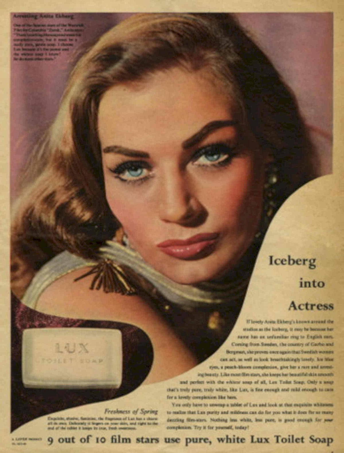Lux Iceberg Actress 1950s Vintage Retro Advert Poster