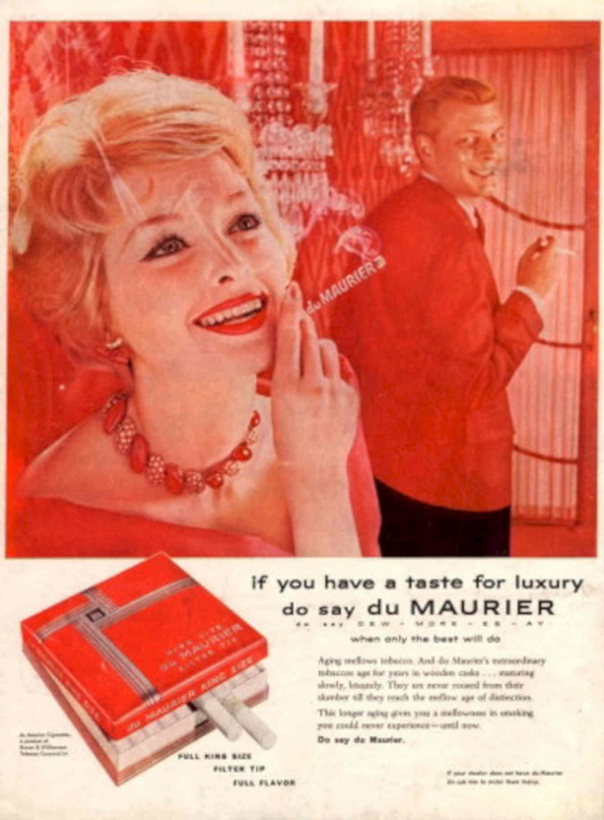 Luxury Cigarette Du 1950s Vintage Retro Advert Poster