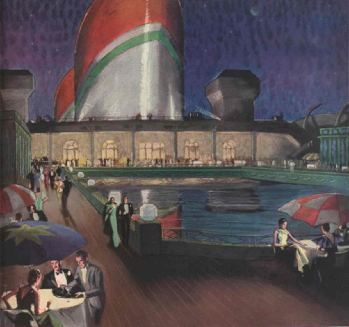 Luxury Liner Night 1930s Vintage Retro Advert Poster