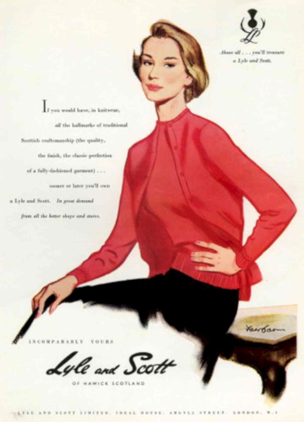Lye Scott Knitwear 1950s Vintage Retro Advert Poster