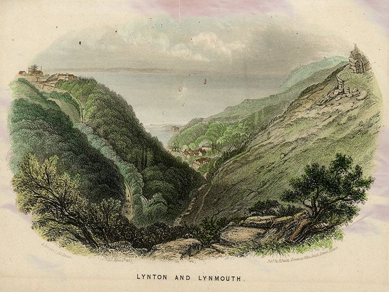 Lynton Lynmouth Devon England Townsend 1853 Vintage A4 Photo Print