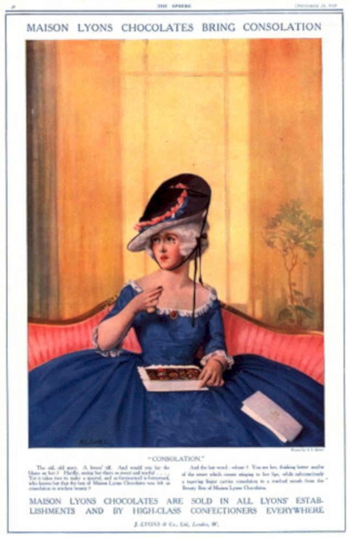 Lyons Chocolates 1909 1930s Vintage Retro Advert Poster