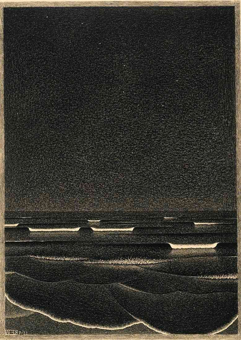M C Escher fluorescent sea A4 Photo Print