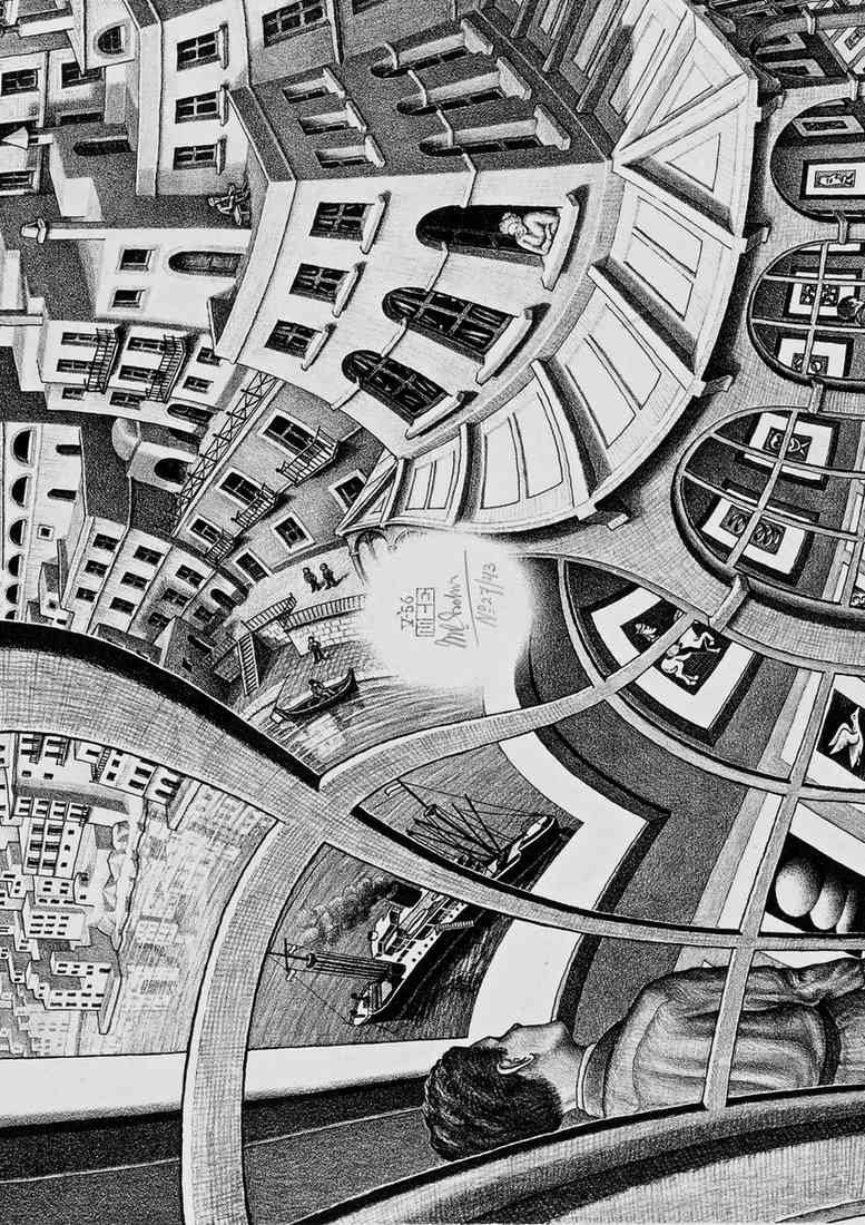 M C Escher gallery CROP A4 Photo Print