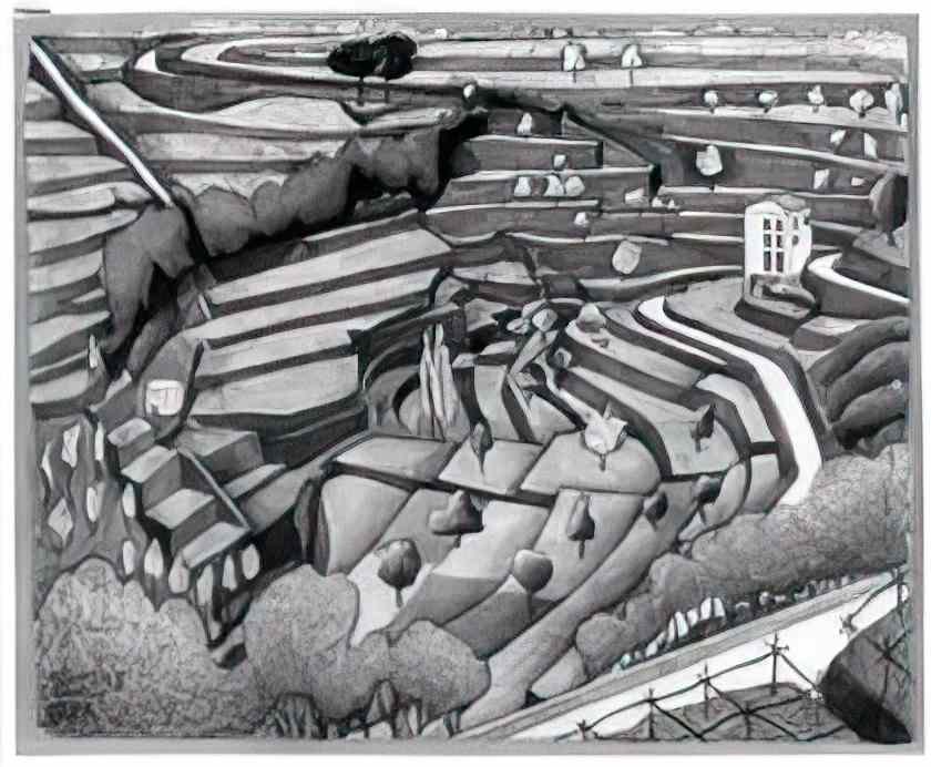 M C Escher emblemata retreat Art A4 Photo Print