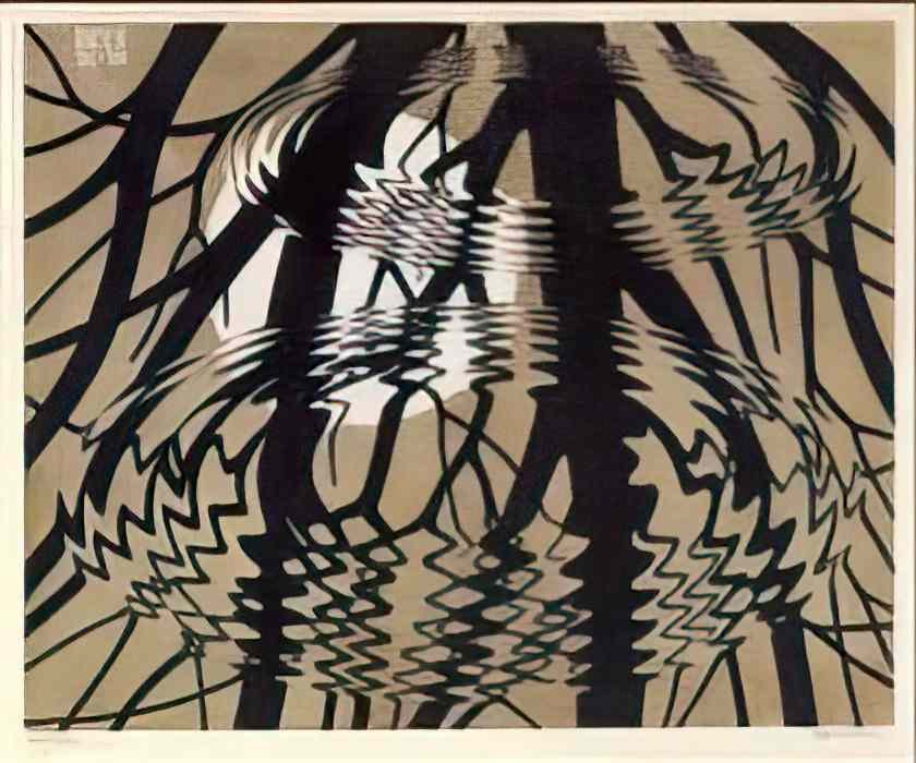 M C Escher fall of man Art A4 Photo Print
