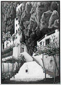M C Escher father with magnifying glass Art A4 Photo Print