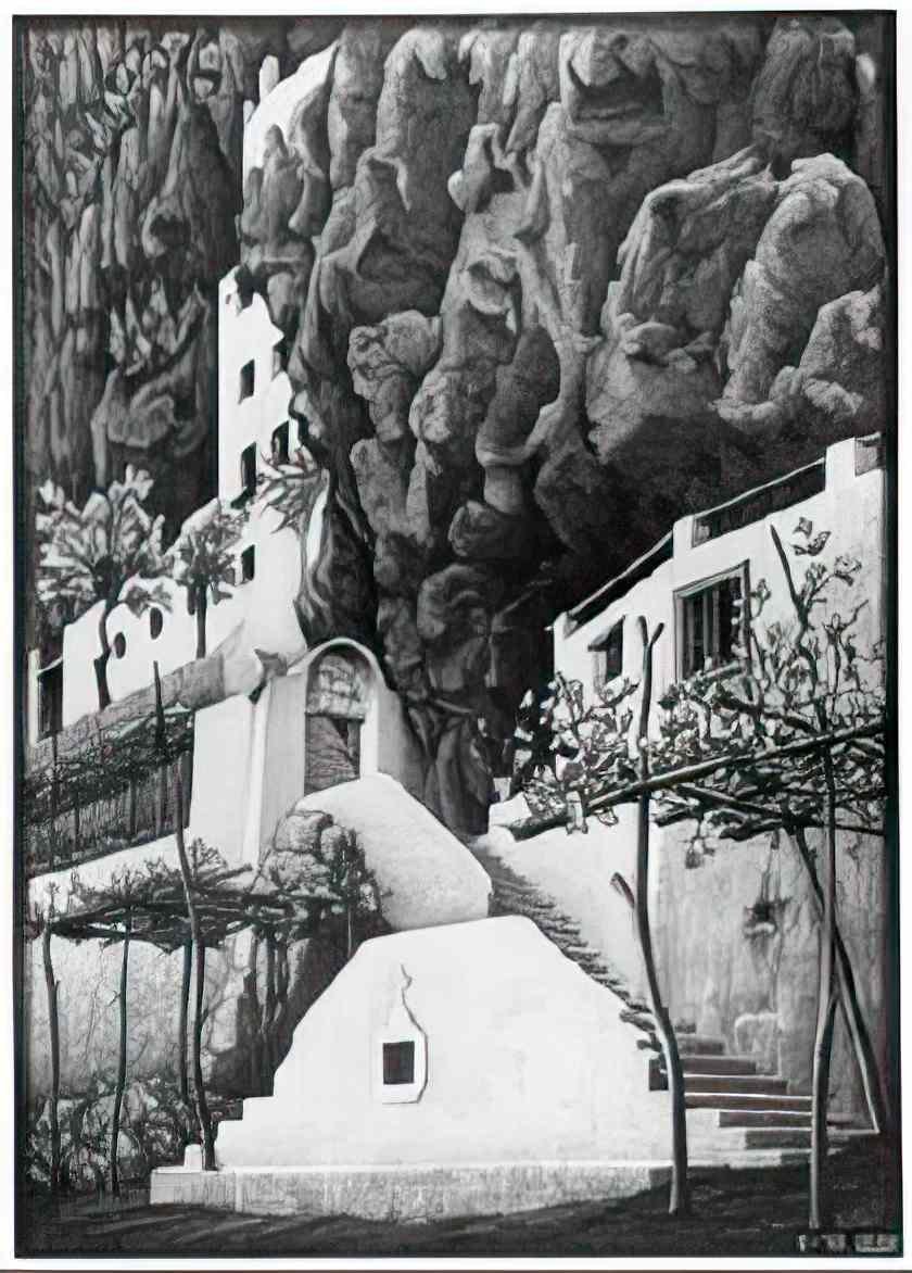 M C Escher father with magnifying glass Art A4 Photo Print