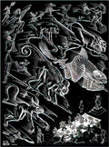 M C Escher fishes and scales Art A4 Photo Print