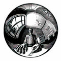M C Escher horsemen Art A4 Photo Print