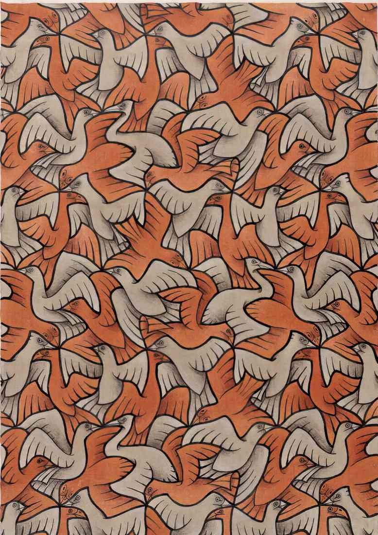 M C Escher twelve birds A4 Photo Print