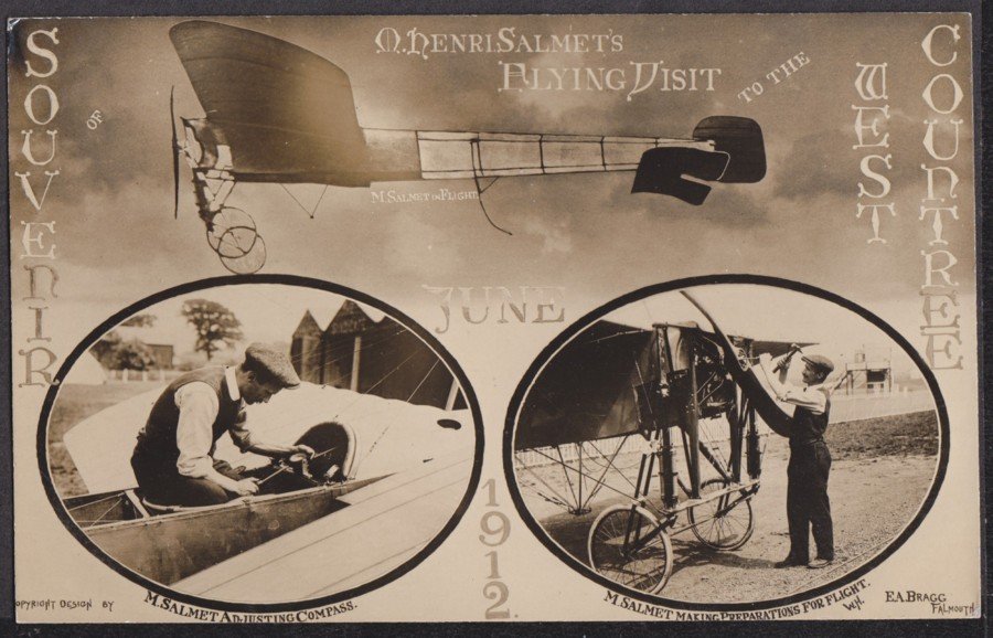 M Salmet Flying Visit West Countree Adjusts Compass 1912 Vintage A4 Photo Print