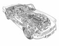 MG MGB cutaway A4 Photo Print