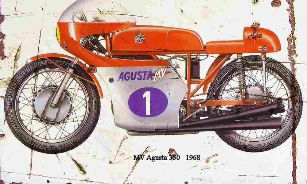MV Agusta 350 1968 Aged Vintage A4 Photo Print