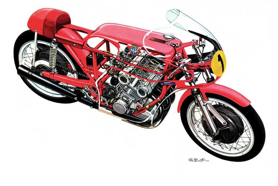 MV Agusta 500 Three cutaway A4 Photo Print