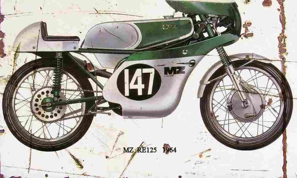 MZ RE125 1964 Aged Vintage A4 Photo Print