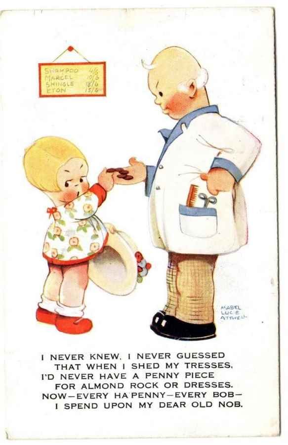 Mabel Lucie Attwell Barber 1920s barber advert A4 Photo Print