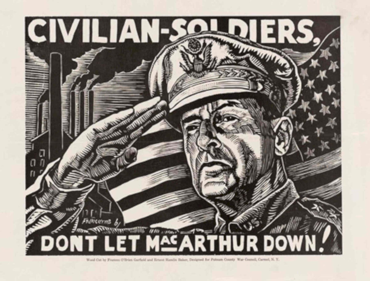 Macarthur Factory Soldiers American World War II Advert Poster