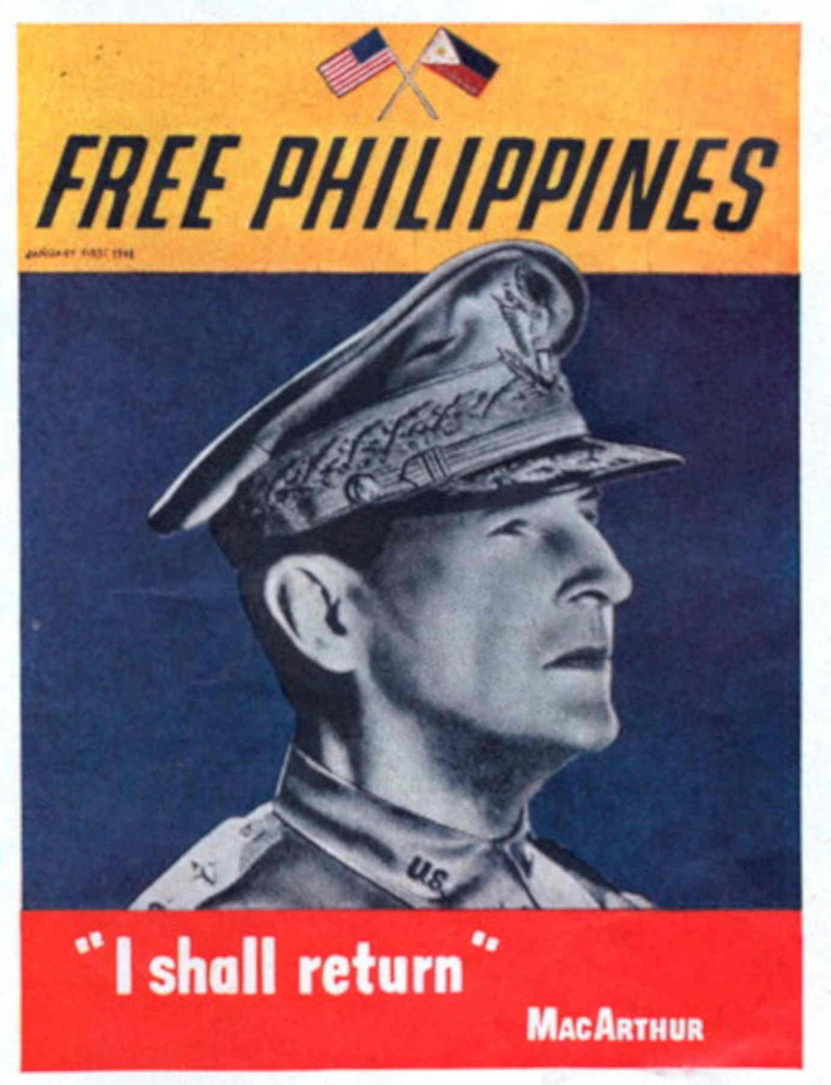 Macarthur Philippines 1945 1950s Vintage Retro Advert Poster
