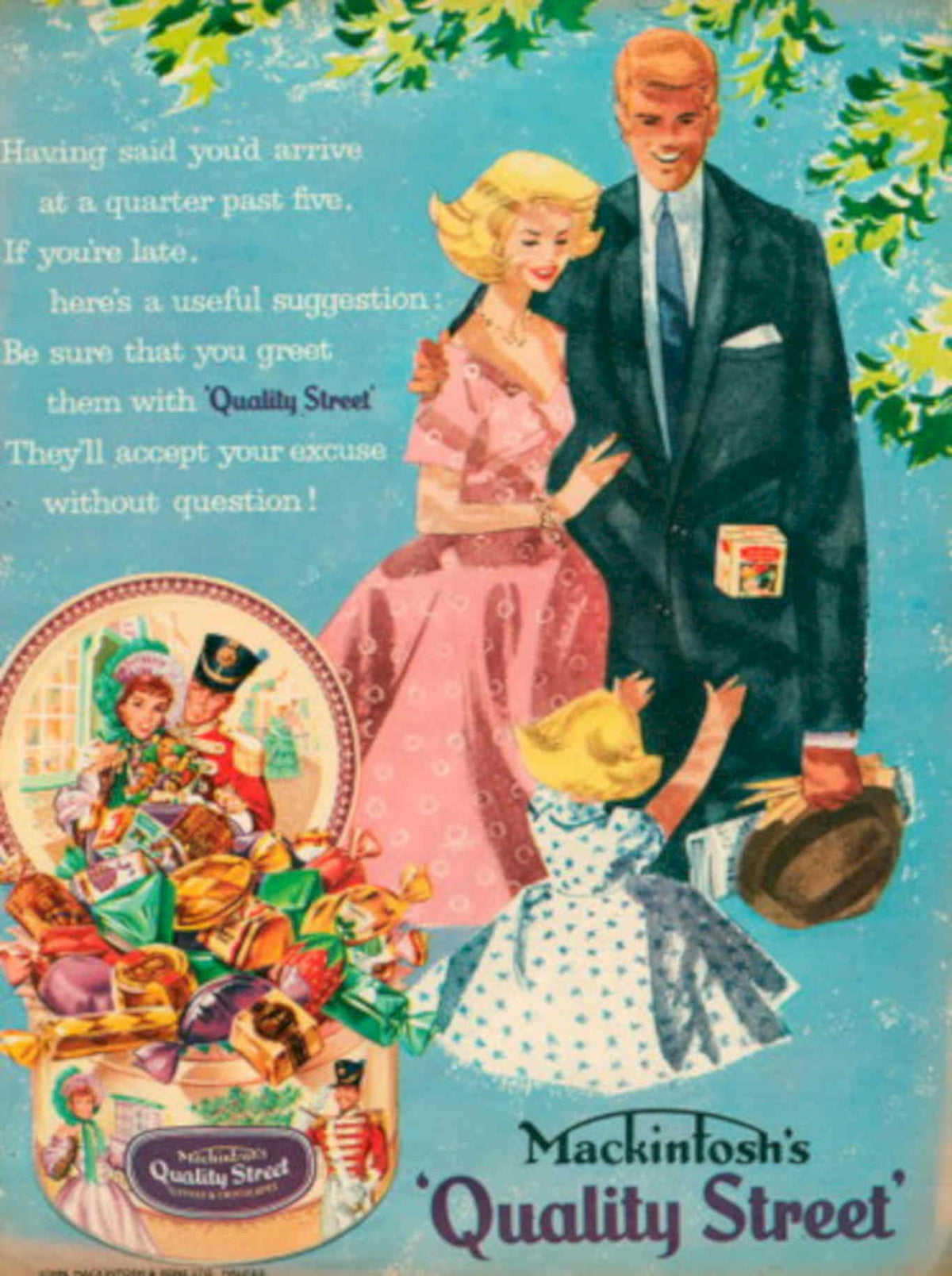 Mackintosh Quality Street 3 1950s Vintage Retro Advert Poster