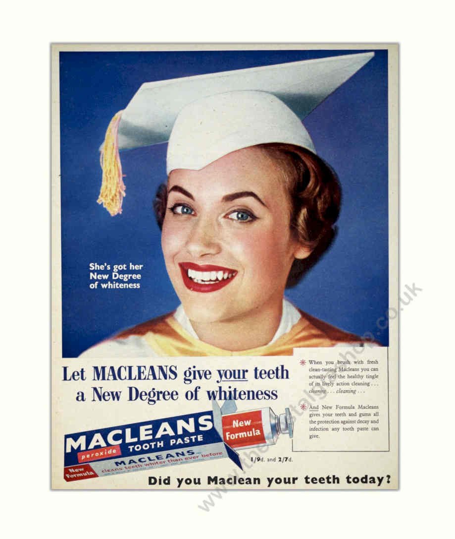 Macleans Teeth Degree Vintage Retro Advert Poster A4 Photo Print