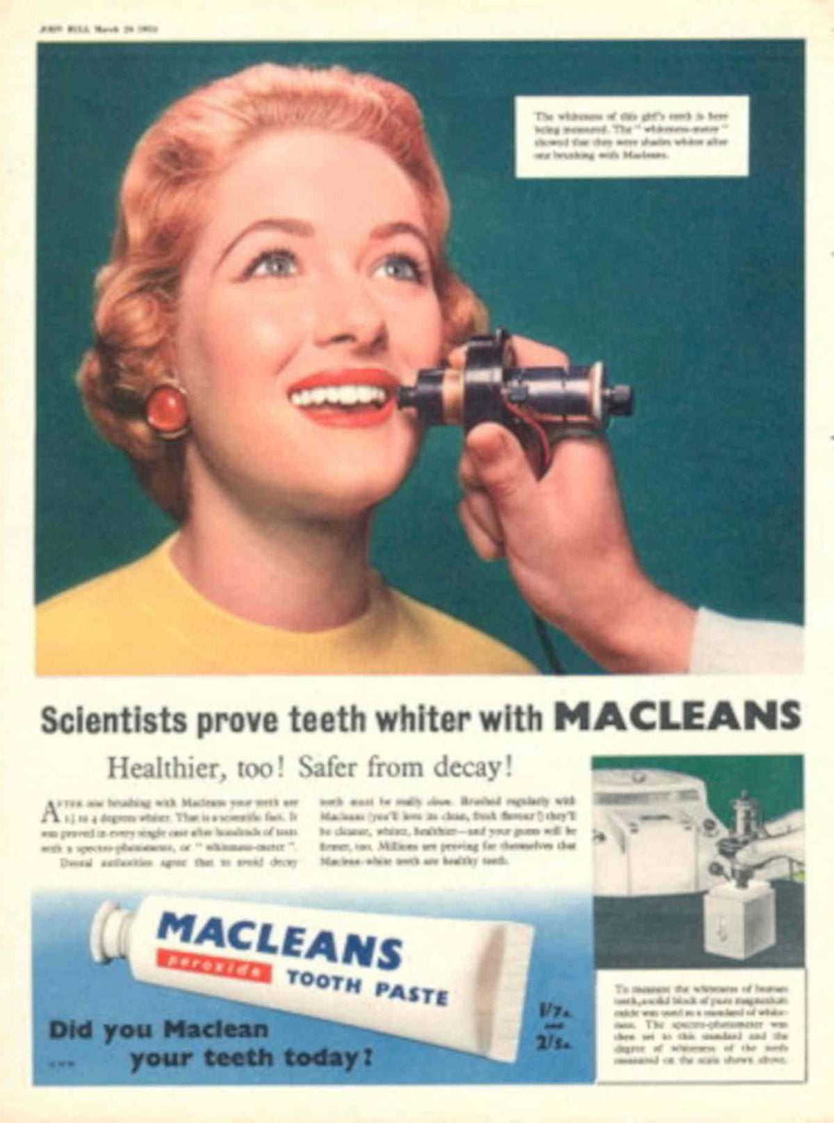 Macleans Toothpaste Camera 1950s Vintage Retro Advert Poster