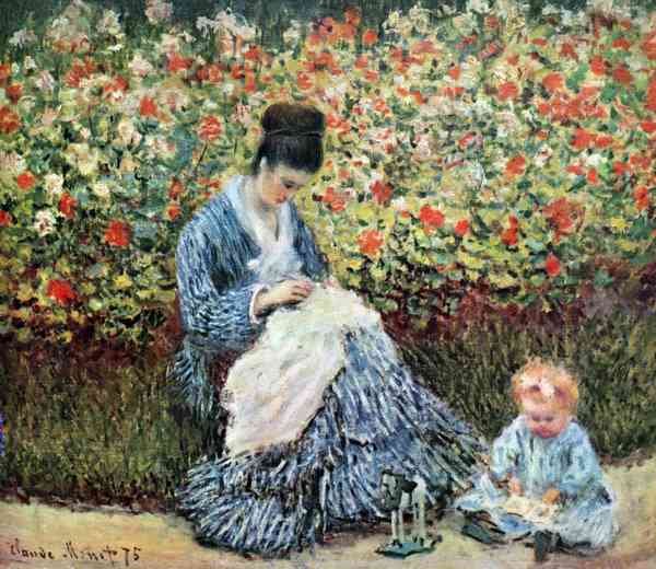 Madame Monet and child by Monet A4 Photo Print