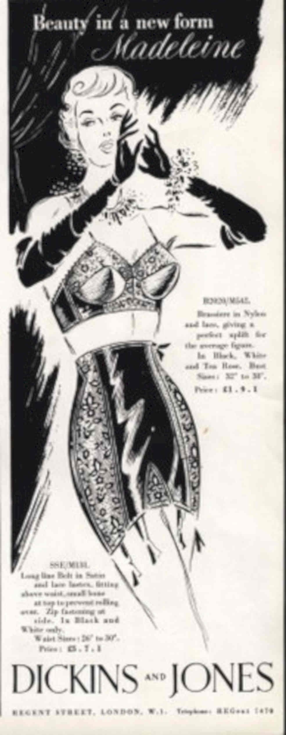 Madeleine Lingerie Rose 1950s Vintage Retro Advert Poster