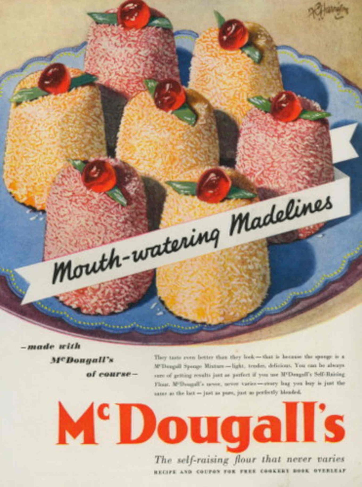 Madeleine Pastries Mcdougall 1930s Vintage Retro Advert Poster