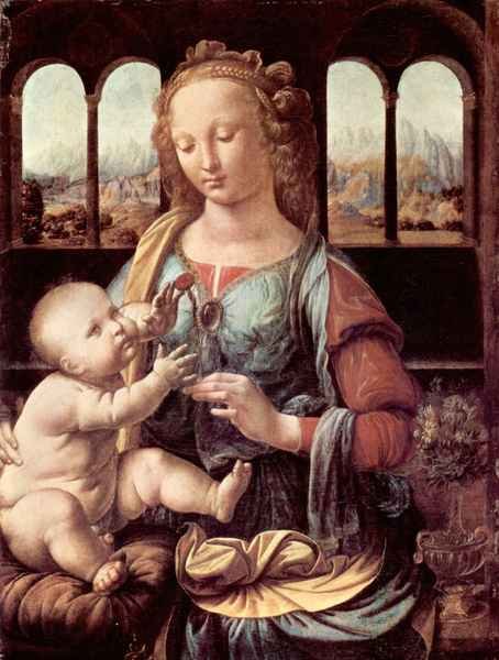 Madonna with the Carnation by Da Vinci A4 Photo Print