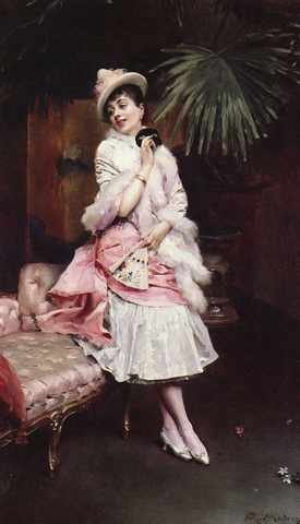 Madrazo Y GarretRaimundo De Lady With Mask A4 Photo Print