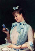 Madrazo Y Garretta Raimundo De Portrait Of Aline Mason In Blue A4 Photo Print